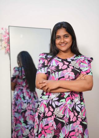 PINK FERN ELEGANCE | NON-FEEDING MAXI – PUFF SLEEVES | FULL LENGTH MAXI