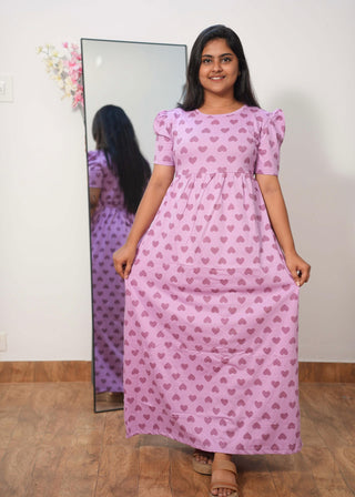 LILAC SWEETHEART| NON-FEEDING MAXI – PUFF SLEEVES | FULL LENGTH MAXI