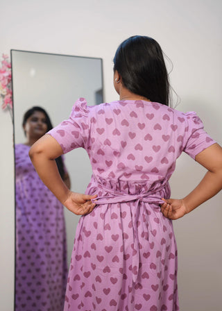 LILAC SWEETHEART| NON-FEEDING MAXI – PUFF SLEEVES | FULL LENGTH MAXI