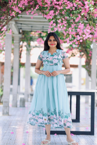 MINT GARDENIA| MATERNITY GEORGETTE MAXI ANKLE LENGTH