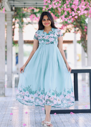MINT GARDENIA| MATERNITY GEORGETTE MAXI ANKLE LENGTH