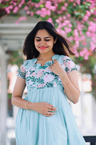 MINT GARDENIA| MATERNITY GEORGETTE MAXI ANKLE LENGTH