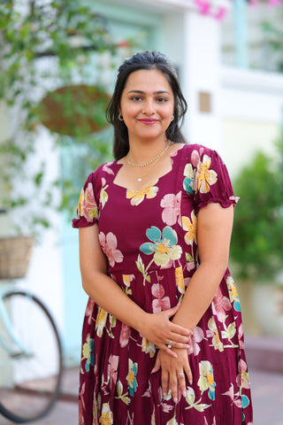 COLOURFUL FLOWERS | MATERNITY COTTON MAXI ANKLE LENGTH