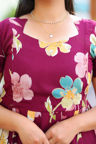 COLOURFUL FLOWERS | MATERNITY COTTON MAXI ANKLE LENGTH