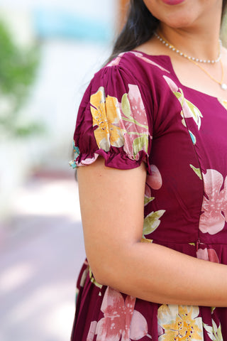 COLOURFUL FLOWERS | MATERNITY COTTON MAXI ANKLE LENGTH