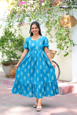 RUFFLE LEAF | MATERNITY COTTON MAXI ANKLE LENGTH