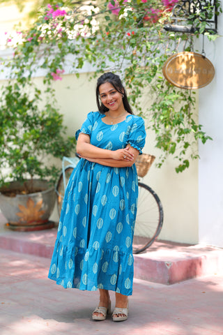 RUFFLE LEAF | MATERNITY COTTON MAXI ANKLE LENGTH