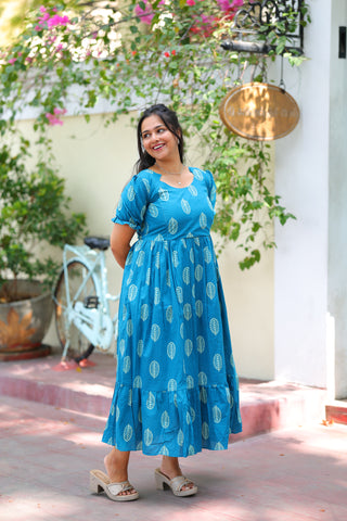 RUFFLE LEAF | MATERNITY COTTON MAXI ANKLE LENGTH