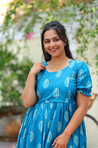 RUFFLE LEAF | MATERNITY COTTON MAXI ANKLE LENGTH
