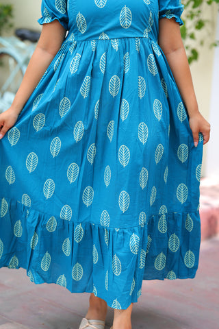 RUFFLE LEAF | MATERNITY COTTON MAXI ANKLE LENGTH