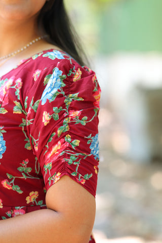 BLUE PINK FLORA | MATERNITY COTTON MAXI ANKLE LENGTH