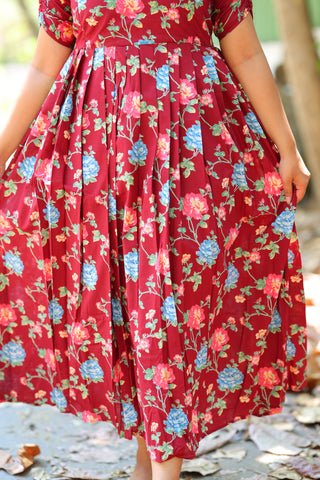 BLUE PINK FLORA | MATERNITY COTTON MAXI ANKLE LENGTH