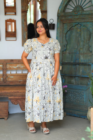 FLOWER BLAST | MATERNITY COTTON MAXI ANKLE LENGTH
