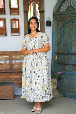 FLOWER BLAST | MATERNITY COTTON MAXI ANKLE LENGTH
