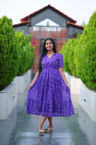 VINYL LEAVES | MATERNITY GEORGETTE MAXI ANKLE LENGTH