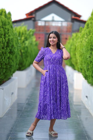 VINYL LEAVES | MATERNITY GEORGETTE MAXI ANKLE LENGTH