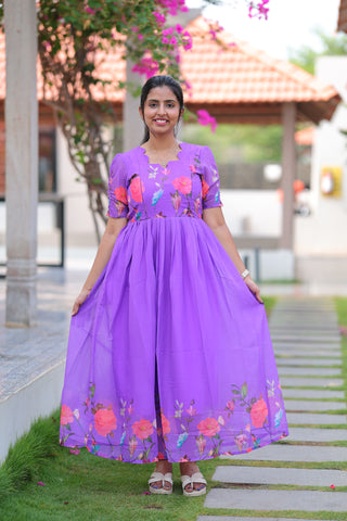 VIBRANT HIBISCUS | MATERNITY GEORGETTE MAXI FULL LENGTH