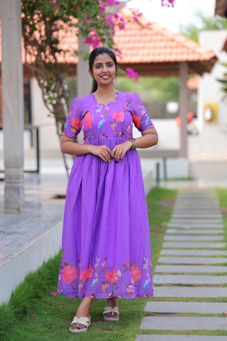 VIBRANT HIBISCUS | MATERNITY GEORGETTE MAXI FULL LENGTH