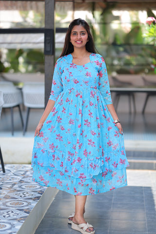 TINY FLORA | MATERNITY GEORGETTE MAXI ANKLE LENGTH