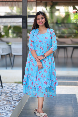 TINY FLORA | MATERNITY GEORGETTE MAXI ANKLE LENGTH