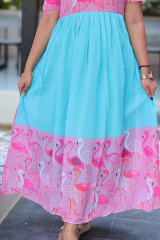 DUAL FLAMINGO | MATERNITY GEORGETTE MAXI FULL LENGTH
