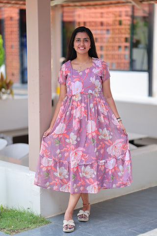 BLUSH MEADOW | MATERNITY GEORGETTE MAXI ANKLE LENGTH
