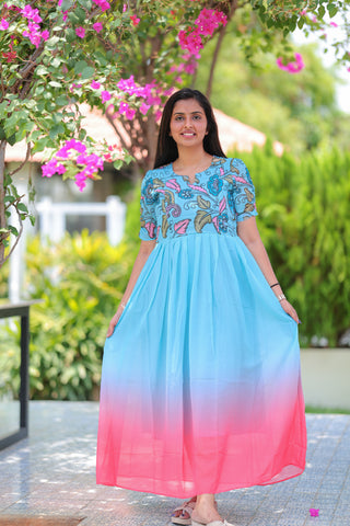 DUAL SHADE | MATERNITY GEORGETTE MAXI FULL LENGTH