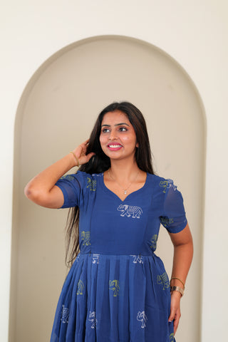 MULTI ELEPHANT | MATERNITY GEORGETTE MAXI ANKLE LENGTH