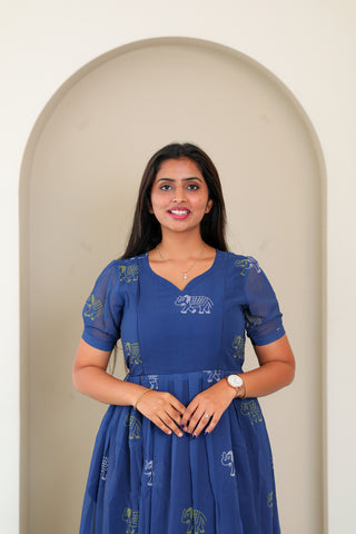 MULTI ELEPHANT | MATERNITY GEORGETTE MAXI ANKLE LENGTH