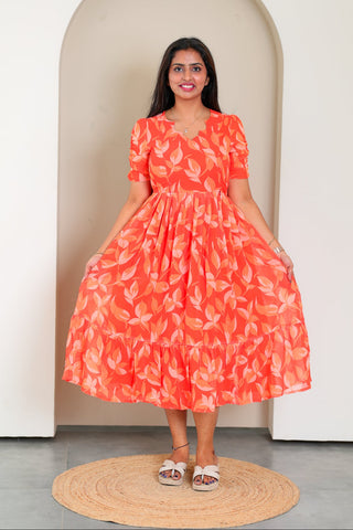 CORAL WAVE | MATERNITY GEORGETTE MAXI ANKLE LENGTH