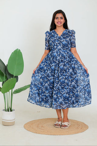 OCEAN FLORA | MATERNITY GEORGETTE MAXI ANKLE LENGTH