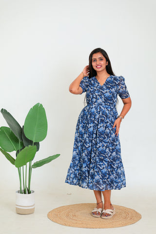 OCEAN FLORA | MATERNITY GEORGETTE MAXI ANKLE LENGTH
