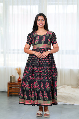 MAJESTIC BLACK | MATERNITY COTTON MAXI FULL LENGTH