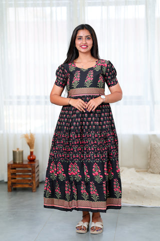MAJESTIC BLACK | MATERNITY COTTON MAXI FULL LENGTH