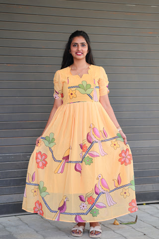 ADORABLE PARROT | MATERNITY GEORGETTE MAXI FULL LENGTH