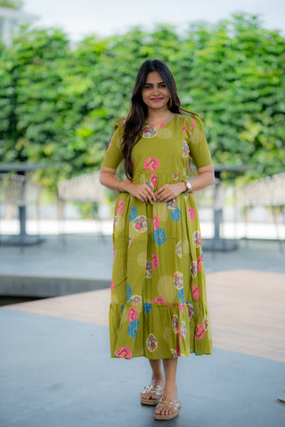 CIRCLE FLORA | MATERNITY COTTON MAXI ANKLE LENGTH