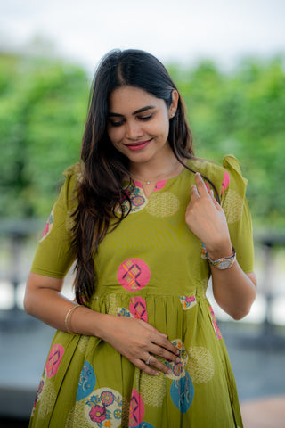 CIRCLE FLORA | MATERNITY COTTON MAXI ANKLE LENGTH