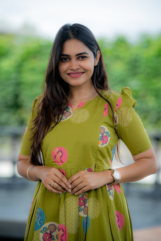 CIRCLE FLORA | MATERNITY COTTON MAXI ANKLE LENGTH
