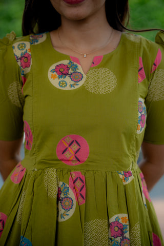 CIRCLE FLORA | MATERNITY COTTON MAXI ANKLE LENGTH