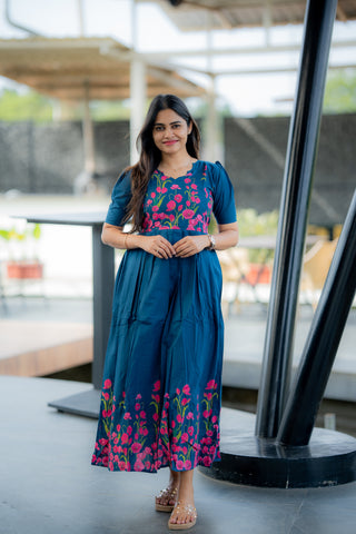PINK BLOOM | MATERNITY COTTON MAXI FULL LENGTH