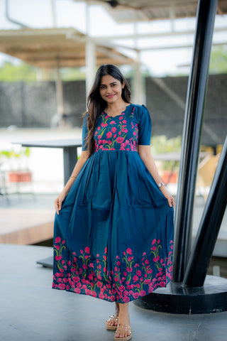PINK BLOOM | MATERNITY COTTON MAXI FULL LENGTH