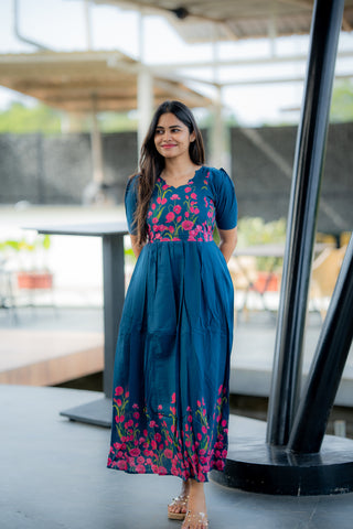 PINK BLOOM | MATERNITY COTTON MAXI FULL LENGTH