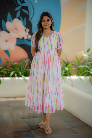 LINEAR STRIPES | MATERNITY GEORGETTE MAXI ANKLE LENGTH