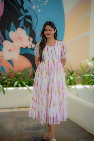 LINEAR STRIPES | MATERNITY GEORGETTE MAXI ANKLE LENGTH