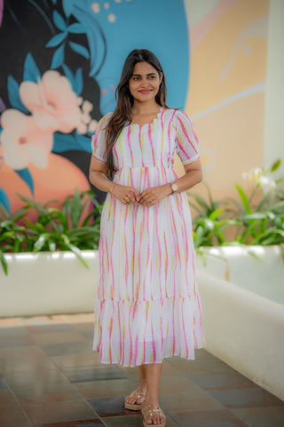 LINEAR STRIPES | MATERNITY GEORGETTE MAXI ANKLE LENGTH