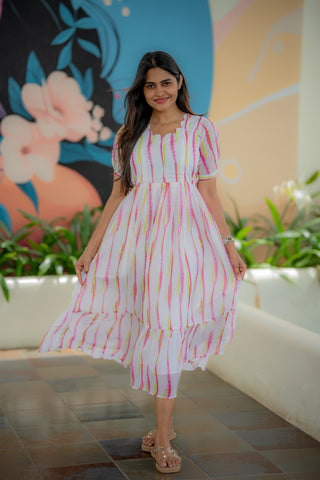 LINEAR STRIPES | MATERNITY GEORGETTE MAXI ANKLE LENGTH