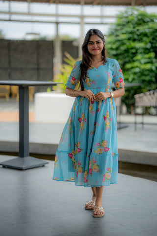 SKY DIVINE | MATERNITY GEORGETTE MAXI ANKLE LENGTH