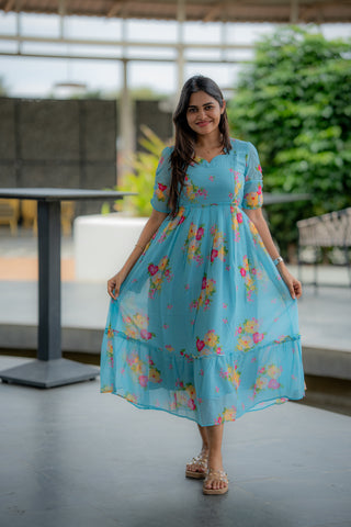 SKY DIVINE | MATERNITY GEORGETTE MAXI ANKLE LENGTH