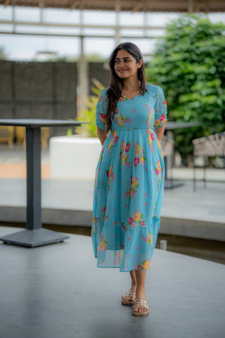 SKY DIVINE | MATERNITY GEORGETTE MAXI ANKLE LENGTH