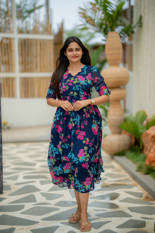 NEON PETAL | MATERNITY GEORGETTE MAXI ANKLE LENGTH